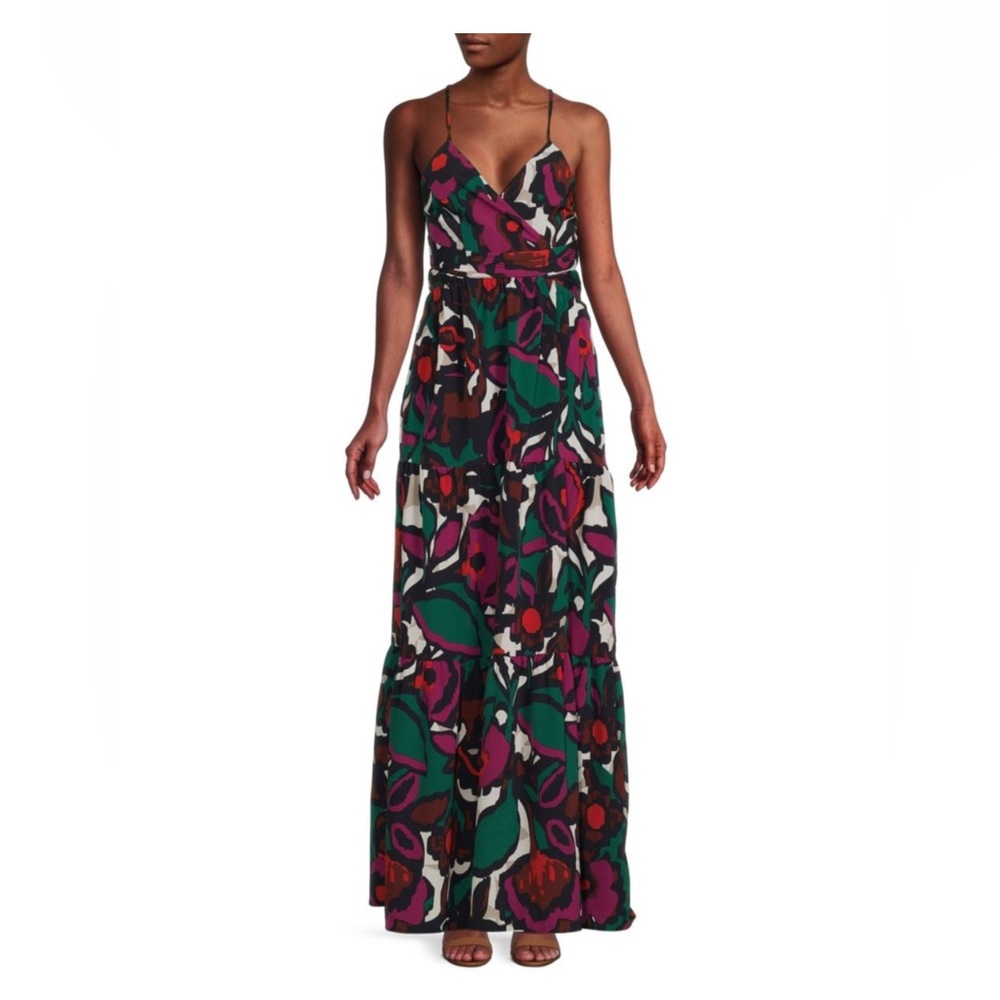BA&SH Abstract Print Surplice Maxi Dress